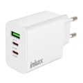 Miniatyrbillede 1 af 5: Lader 2x USB-C Power Delivery 20W + USB 18W Hurtigopladning Kompakt Inkax Hvid Vit