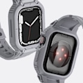 Miniatyrbild 4 av 5: Rem för Apple Watch 41 mm / 40 mm / 38 mm silikon med stötsäker fodral grå Grå