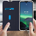 Miniatyrbild 4 av 4: Hölster - DUX DUCIS - Nokia 1.4 - Ekoskinn - Kortficka - Ställfunktion midnattsblå