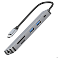 Miniatyrbillede 1 af 5: USB-C hub til HDTV 4K, USB-C 100W, SD / Micro-SD kortlæsere LinQ Grå