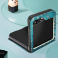 Miniatyrbillede 4 af 5: Telefontaske - AVIZAR - Samsung Galaxy Z Flip 5 - Hård - Kunstlæder - Blå Blå