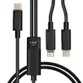 Miniatyrbillede 1 af 5: Opladnings- og synkroniseringskabel - LINQ - USB-C til Lightning - 60W - 1,2 m - Sort Svart