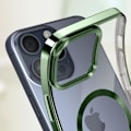 Pikkukuva 4 / 5: MagSafe kotelo iPhone 15 Prolle - AVIZAR - Silikoni - Kameran suojaus - Chrome Contour - Vihreä Grön