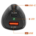 Miniatyrbillede 3 af 5: Lader til bil 48W USB-C + USB Hurtigoplader Carbon Design LinQ Sort Svart