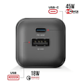 Miniatyrbillede 3 af 5: USB C GaN Sector Oplader 45W + USB 18W Hurtigopladning Kompakt Design Swissten Sort Svart