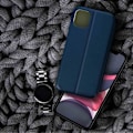Miniatyrbillede 3 af 4: Etui - AVIZAR - iPhone 11 - Øko-læder Textureret - Klap - Kortholder - Stand Blå Blå