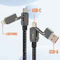 Miniatyrbillede 3 af 5: Multikabel - LinQ - 100W - USB-C og Lightning - Flettet design - Antiknuder Svart