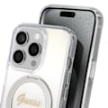 Miniatyrbild 4 av 6: Coque MagSafe för iPhone 15 Pro Glittrande i Silikon Med Förhöjda Kanter Guess Silver Grå