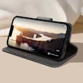 Miniatyrbild 3 av 5: Fodral till iPhone 15 - AVIZAR - Flip Wallet Video Support Handledsrem Grå Grå