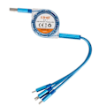 Miniatyrbillede 2 af 6: 3 i 1 USB-kabel - LINQ - Udtrækkelig - 1m - Kompatibel iPhone, USB-C, Micro USB - Blå Blå