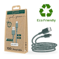 Miniatyrbild 3 av 5: Ekologisk kabel Mikro-USB Intensitet 2,1A 2m Återvinningsbar Bara grön grön