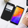 Miniatyrbillede 4 af 4: Huawei Y5p Cover - AVIZAR - Displayvindue - Kortholder - Video Support - Sort Svart