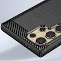 Miniatyrbillede 4 af 6: Etui til Samsung Galaxy S24 Ultra - AVIZAR - Carbon og børstet sort effekt - Halvstivt - Syntetisk - Blandet Svart