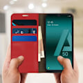 Pikkukuva 3 / 4: Suojakuori Samsung Galaxy A50 - Folio-kotelo - Aitoa nahkaa - Punainen - Videotuki - Korttipaikat Röd