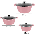 Pikkukuva 3 / 4: Keittiösetti 10 Kappaletta 3 Kattilaa/2 Paistinpannua/1 Kastrulli Soft-Touch Kahva Cheffinger Vaaleanpunainen