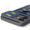 Miniatyrbillede 3 af 5: Coque til iPhone 16 Plus med ringefunktion og skydebeskyttelse til kamera Mayaxess Mørkeblå Blå