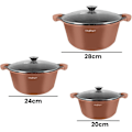 Pikkukuva 3 / 4: Keittiösetti 10 Osaa 3 Kattilaa/2 Paistinpannua/1 Kekomatti Soft-Touch Kahva Cheffinger Ruskea