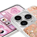 Miniatyrbild 3 av 5: Coque för iPhone 14 Pro Max med blommotiv och flytande paljetter Guess Transparent Transparent