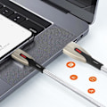 Miniatyrbillede 3 af 6: USB til USB-C-kabel - LinQ - 1,2 m - Hurtigopladning 5A - Nylonvævet - Grå Vit
