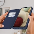Miniatyrbillede 3 af 4: Housse - Samsung - Galaxy A12 - Øko-læder - Pung - Støttefunktion - Blå Blå