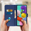 Pikkukuva 3 / 4: Folio-kotelo - Samsung - Galaxy A51 - Yösininen - Silikoni-geeli - Video tukitoiminto Midnattsblå