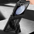 Miniatyrbild 3 av 5: Samsung Z Flip 6 Stötsäkert komplett fodral med stöd för stödstöd Svart Svart