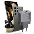 Miniatyrbillede 3 af 6: GaN USB + USB-C 45W Microgrid Tactical Wall Charger Grå