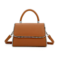 Miniatyrbillede 1 af 4: Elegancy Studded Gallantry Brown Håndtaske - GALLANTRY - Håndtaske - Brun - Syntetisk - Magnetisk - Kornet kastanj