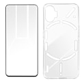 Pikkukuva 2 / 5: Nothing Phone 1 Case Soft Gel Silicone ja 9H Tempered Glass Film Musta ääriviivat Svart