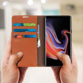 Miniatyrbillede 3 af 4: Etui til Samsung Galaxy Note 9 - camel - Ægte læder - Pung etui - Videostøtte - Klap kamel