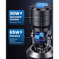 Pikkukuva 4 / 6: Erittäin nopea autolaturi 95W USB-C PD 65W+USB-A QC 30W Usamsin ylijännitesuojalla läpinäkyvä musta Svart