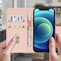 Miniatyrbild 3 av 6: Fodral till Apple iPhone 12 - AVIZAR - Wallet Flip - Rosa - Syntet - Video Support Funktion Rosa