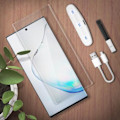 Miniatyrbild 3 av 4: Skärmskydd - AVIZAR - Galaxy Note 10 - Böjd härdat glas - Ultrafin - Optimal skydd Transparent, vit