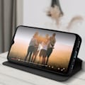 Miniatyrbillede 4 af 5: Taske til Oppo A77 - AVIZAR - Flip Card Holder Video Support - Sort Svart