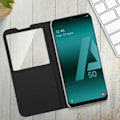 Pikkukuva 4 / 4: Samsung Galaxy A50:n suojakuori - AVIZAR - Flip-kotelo - Pehmeä kuori - Näyttöaukko - Ultra-ohut musta Svart