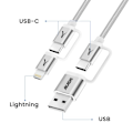 Miniatyrbillede 4 af 5: 4-i-1 USB-C + Lightning Kabel Kompatibel med Apple CarPlay Android Auto Akashi Grå Grå