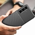 Miniatyrbillede 4 af 5: Coque til Samsung Galaxy S24 FE Stribet Antiskrid Sort Svart