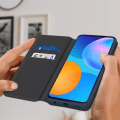 Miniatyrbild 3 av 4: Hölster - Huawei - P smart 2021 - Ekoskinn - Plånbok - Stödfunktion - Blå Blå