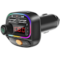 Miniatyrbillede 1 af 5: FM transmitter Bluetooth 5.3 Hurtigopladning 15.5W RGB og MP3 afspilning Swissten Sort