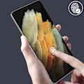 Miniatyrbillede 4 af 4: Film til Galaxy A12, hærdet glas 9H, ridsefrit, buede kanter, Akashi, gennemsigtig sort