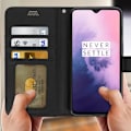 Miniatyrbild 3 av 4: Plånboksfodral - AVIZAR - OnePlus 7 - Ekologiskt läder - Mjukt - Video Stöd Svart