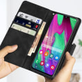 Miniatyrbillede 4 af 4: Etui til Samsung Galaxy A40 - MÆRKE - Krokodilleffekt - Pung - Videostativ - Sort Svart