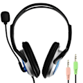 Miniatyrbild 2 av 5: Kabelanslutet headset Mikrofon Dubbelt uttag 3,5 mm med volymfjärrkontroll LinQ Black Svart