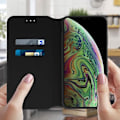 Miniatyrbild 3 av 4: iPhone XS Max-fodral - MÄRKE - Fodral i bokformat - Ekologiskt läder - Svart - Stödfunktion Svart