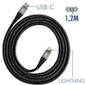 Pikkukuva 3 / 5: USB C - Lightning -kaapeli - BLUESTAR - 1,2 m - 2,4 A Virransyöttö - Pikalataus 27 W - Musta Svart
