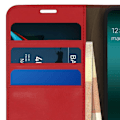 Miniatyrbillede 4 af 4: Etui til Samsung Galaxy A50 - Folio Cover - Ægte læder - Rød - Video støtte - Kortholder compartementer Röd
