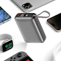 Miniatyrbillede 5 af 6: Ekstern batteri 20000mAh 45W med integreret USB-C kabel USB-C USB Swissten Sølv Grå