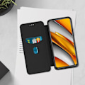 Miniatyrbillede 3 af 4: Hoesje - Xiaomi - Poco F3 - Øko-læder - Kulstofeffekt - Blød - Inklusiv håndledsstrop Svart