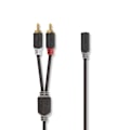 Miniatyrbillede 2 af 3: Audio stereo kabel - NEDIS - CABW22255AT10 - 2x RCA han - 3.5 mm hun - 1.00 m