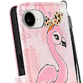 Pikkukuva 4 / 5: iPhone 16:lle suunniteltu flamingokuviollinen kuori, jossa on hihna ja vaaleanpunainen korttitasku Rosa